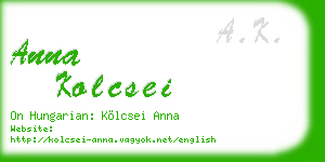 anna kolcsei business card