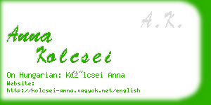 anna kolcsei business card